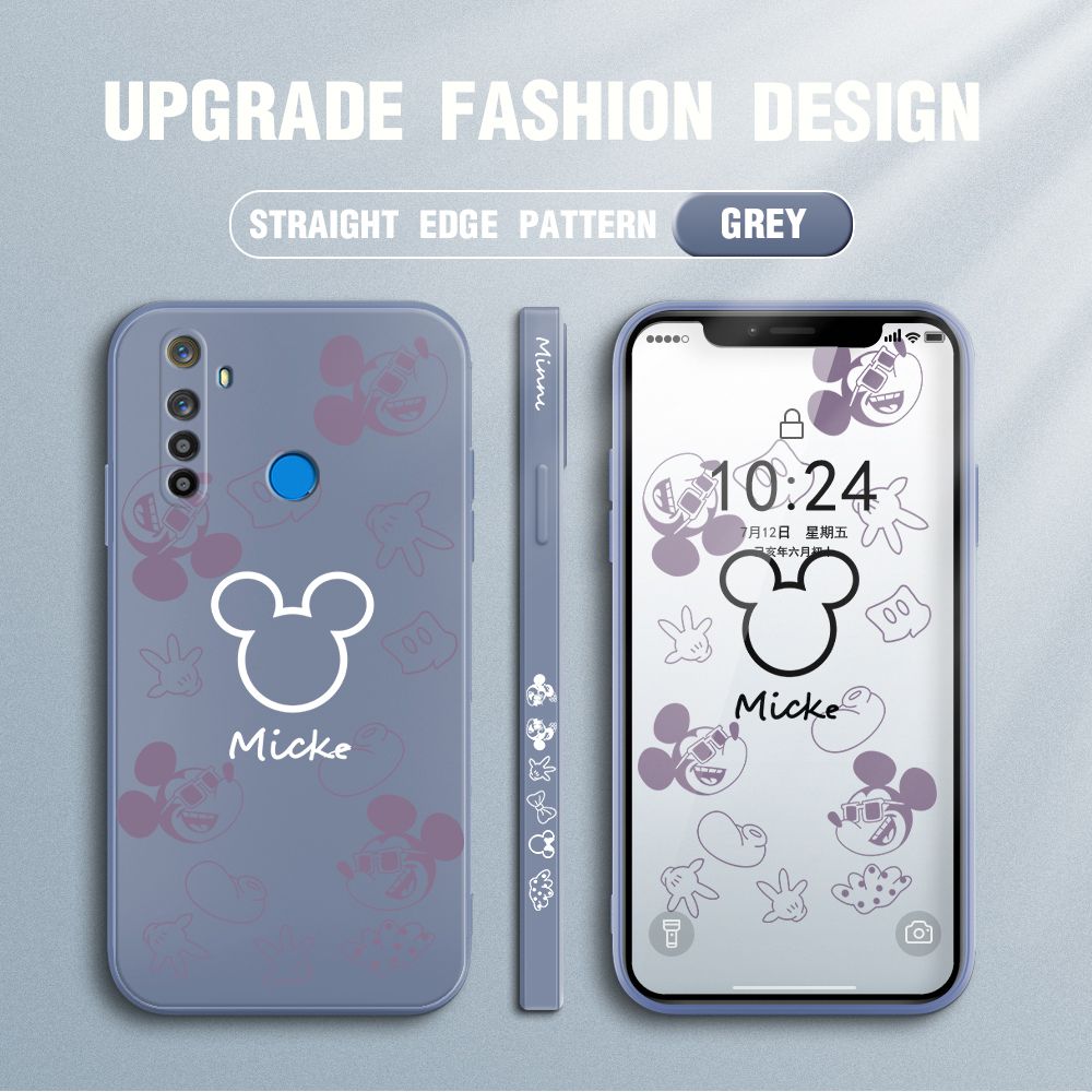 Jizetin for Realme 5 5i 5S / Realme 6i Case Creative Printing Pattern Side Design Phone Case Square Edge Pattern Liquid Silicone Cases Full Cover Camera Shockproof Protective Case