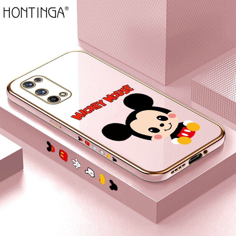 Hontinga for Realme X7 Pro 5G Case Luxury 6D Plating Cute Cartoon Mouse Side Pattern Soft Back Cover Silicone Square Phone Cases