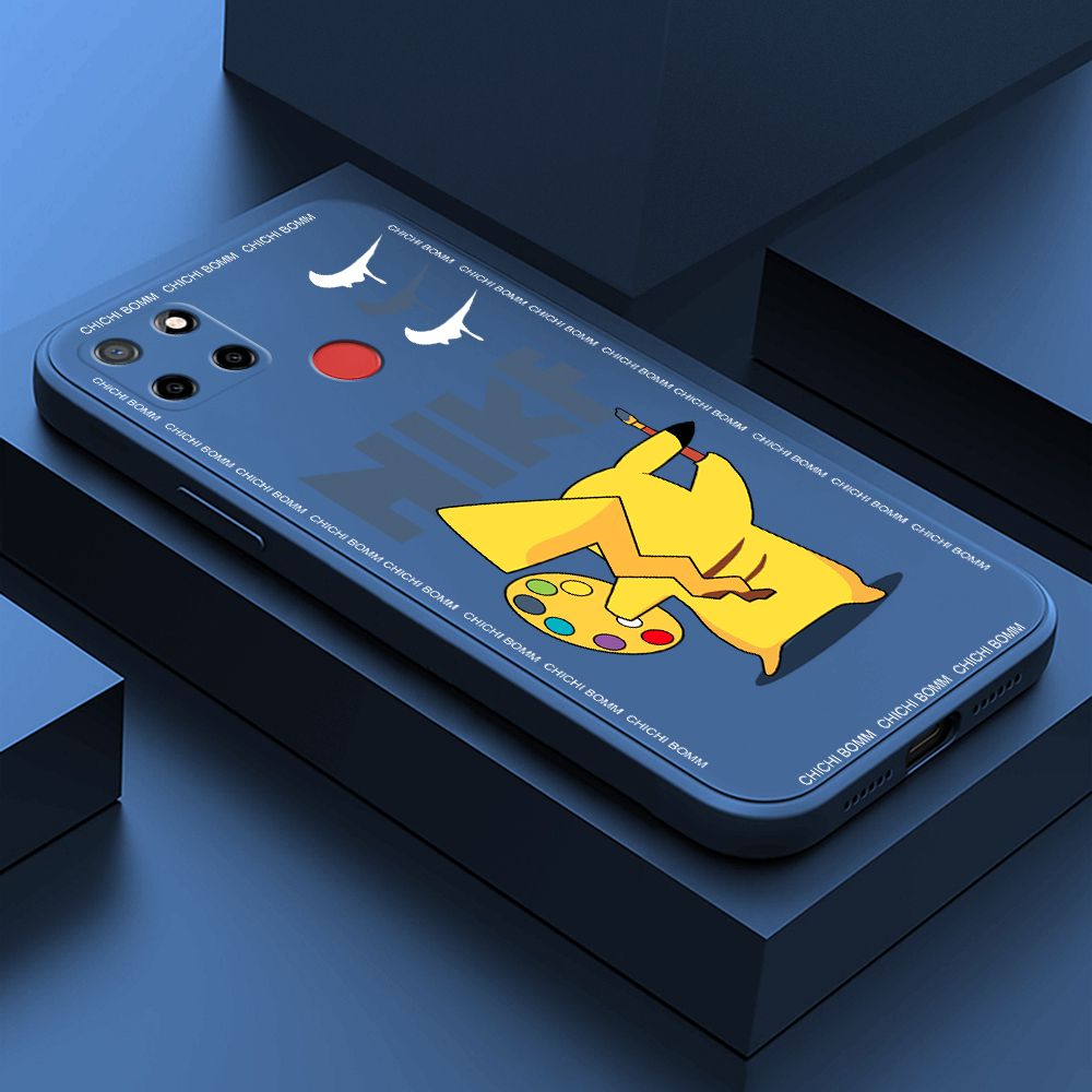 Hontinga for Realme C12 Case Fashion Cartoon Animals Phone Case Phone Case Soft Square Edge Silicone Cases Full Lens Cover Shockproof Protection Cover