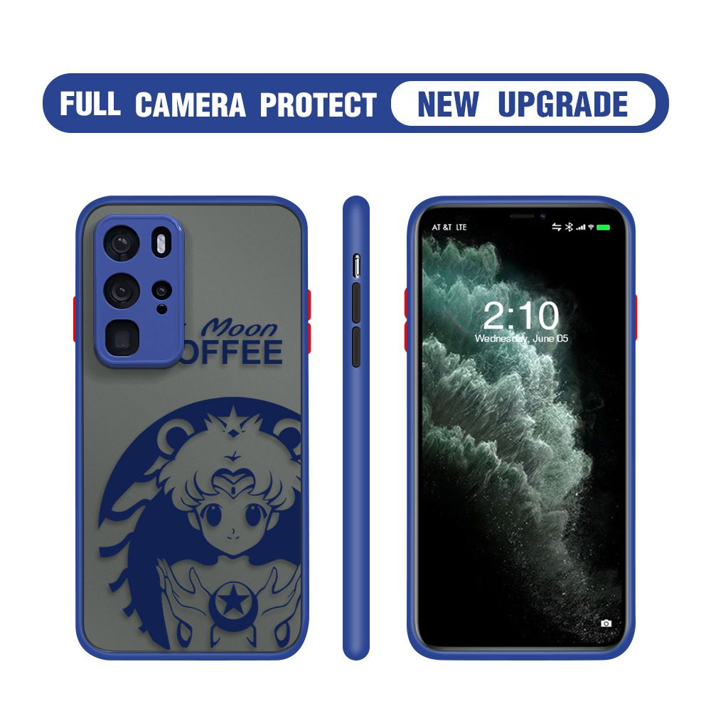 Hontinga for Huawei P40 Pro Case Sailor Moon Cases Edge Frosted Transparent Phone Cover