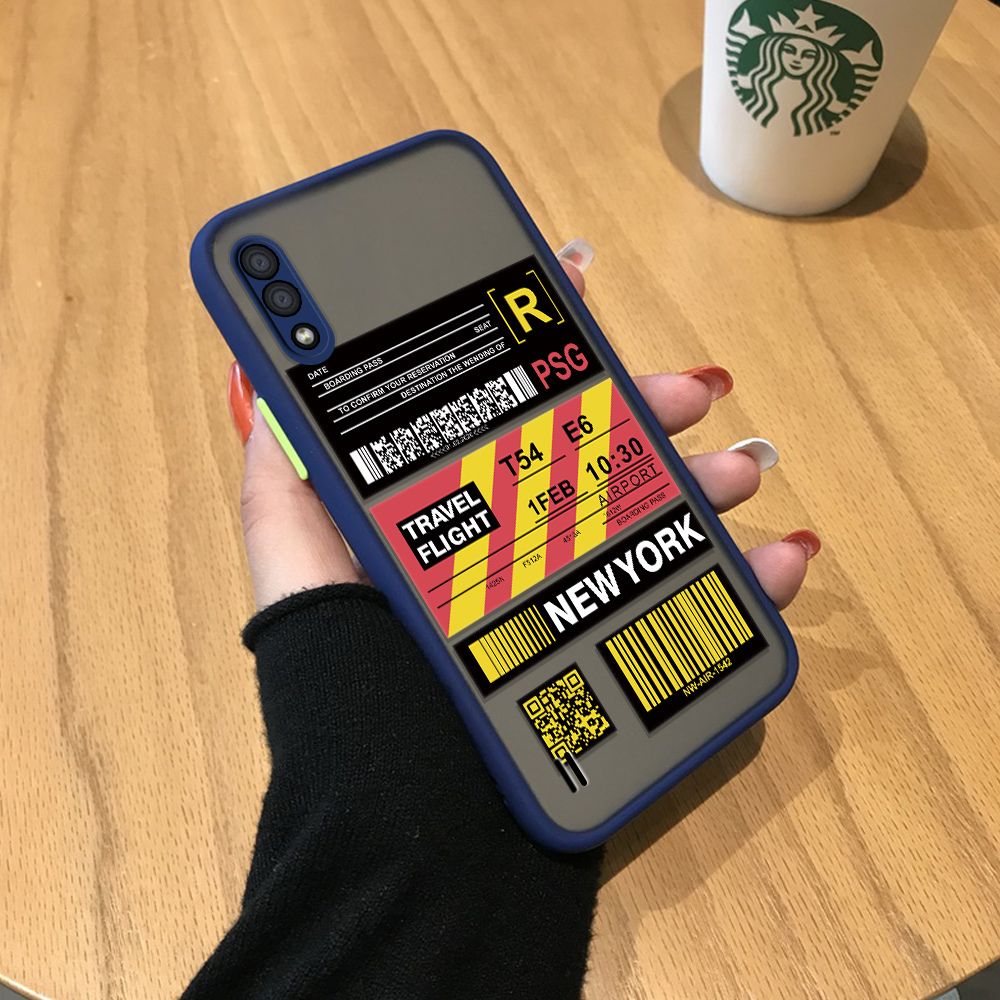 Jizetin for Samsung A01 Back Cover Stripe Air Ticket Mobile Phone Case Ultra Thin Full Lens Protection Phone Case for Boy