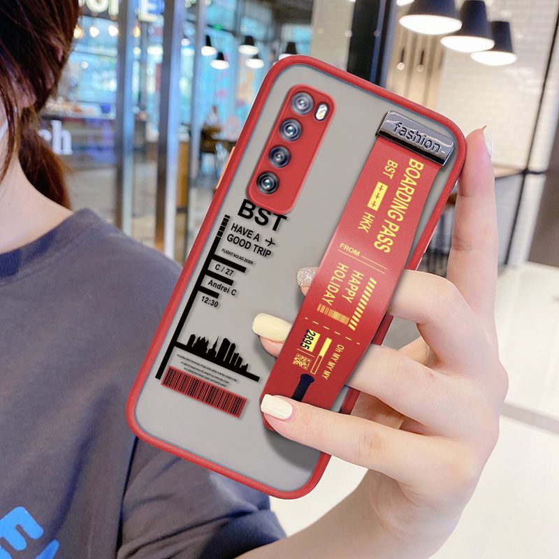 UCUC for Huawei Nova 7 Wrist Strap Case Creative Printing City Landscape Wristband Printing Cover Shockproof Frosted Phone Case
