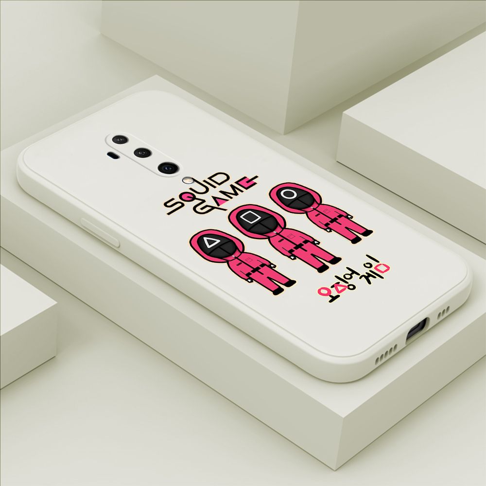 ZeroQiQi for OnePlus 7T Pro Case Trend Cartoon Korean Squid Phone Cover Liquid Silicone Case Phone Protective Case