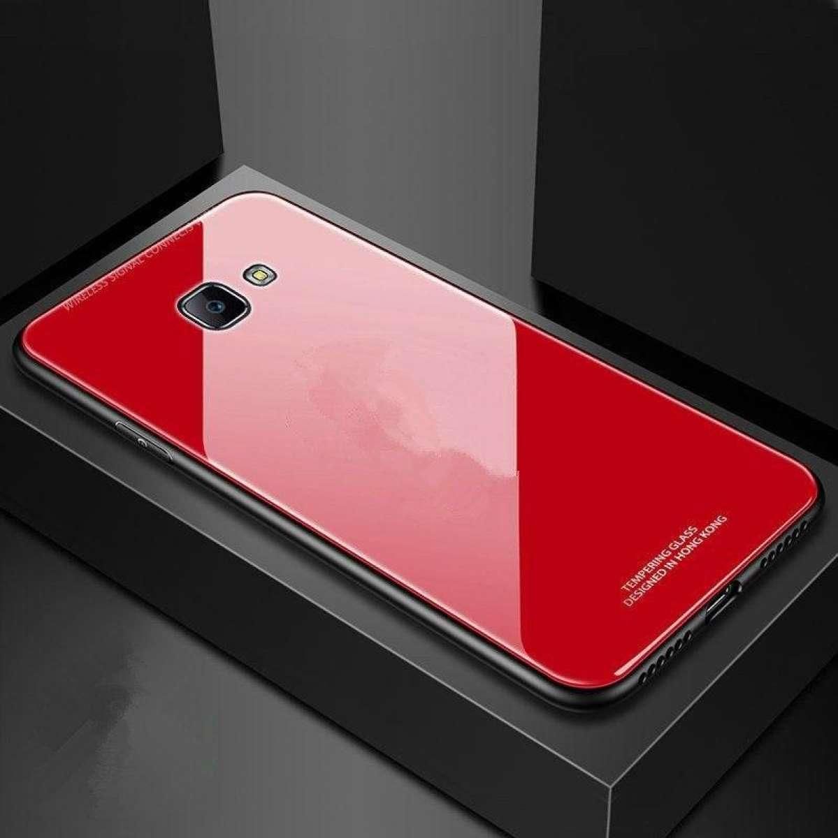 Samsung Galaxy J7 Prime Luxury Back Cover Glass Case -Red