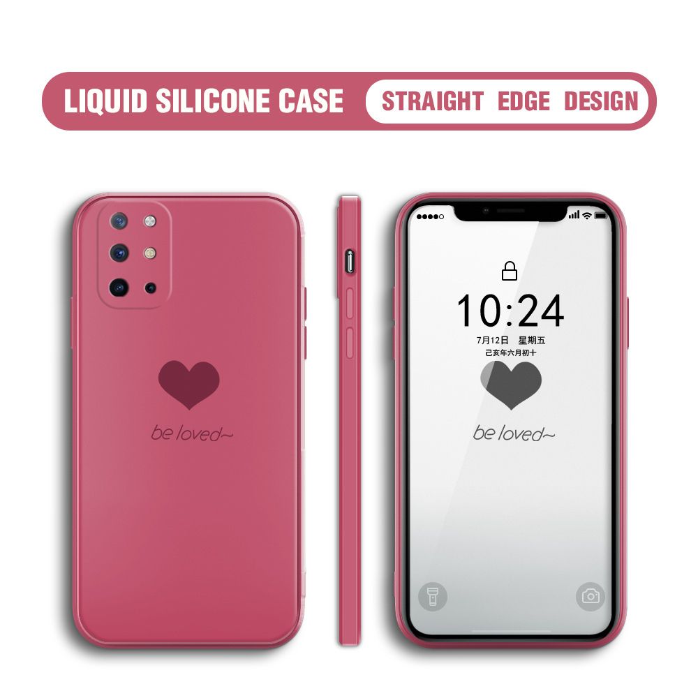 Jizetin for OnePlus 8T Back Cover Little Love Multicolor Liquid Silicone Phone Case Soft Square Lens Protection Phone Cases