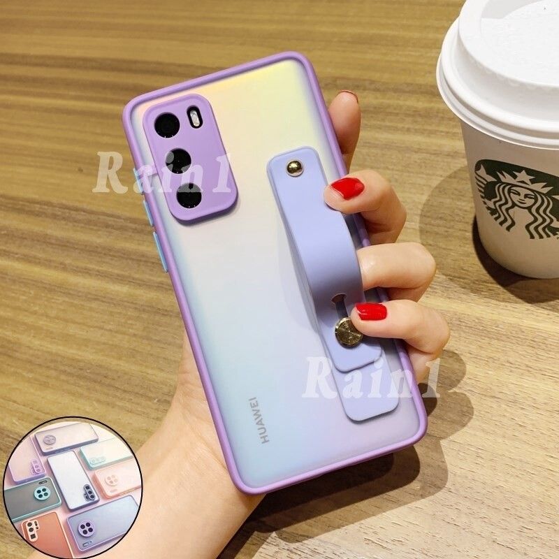 Casing Huawei Y7A Y6 Pro Y6P Y7P Nova 7i 5i 3i 2i Y9S Y9 Prime  Macaron Color Translucent Silicone Case With Wrist Band Holder DGX