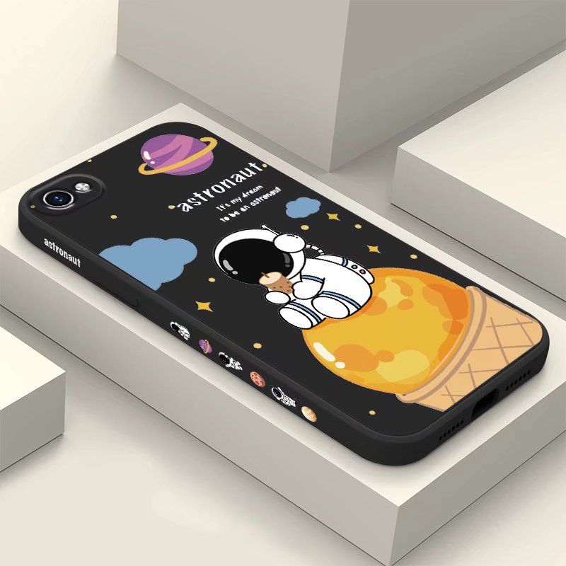 Olige Case For iPhone 14 13 12 11 Pro Max Xs Max X Xs XR SE 8 7 6 6s Plus Cute Cartoon ice Cream Astronaut Couple Shockproof Soft Phone Case ,