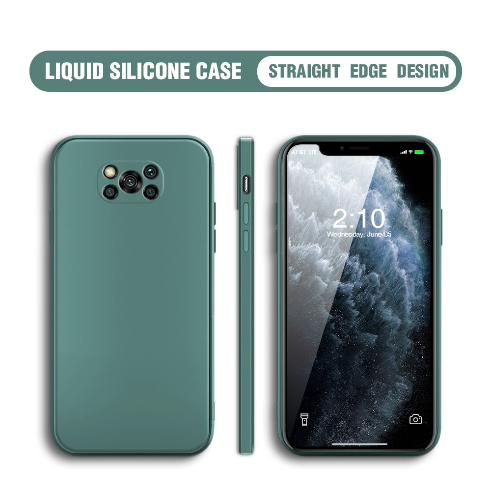 Hontinga for Xiaomi Poco X3 Pro / X3 NFC Case Thin Soft Luxury Square Liquid Silicone Phone Case Candy Cover
