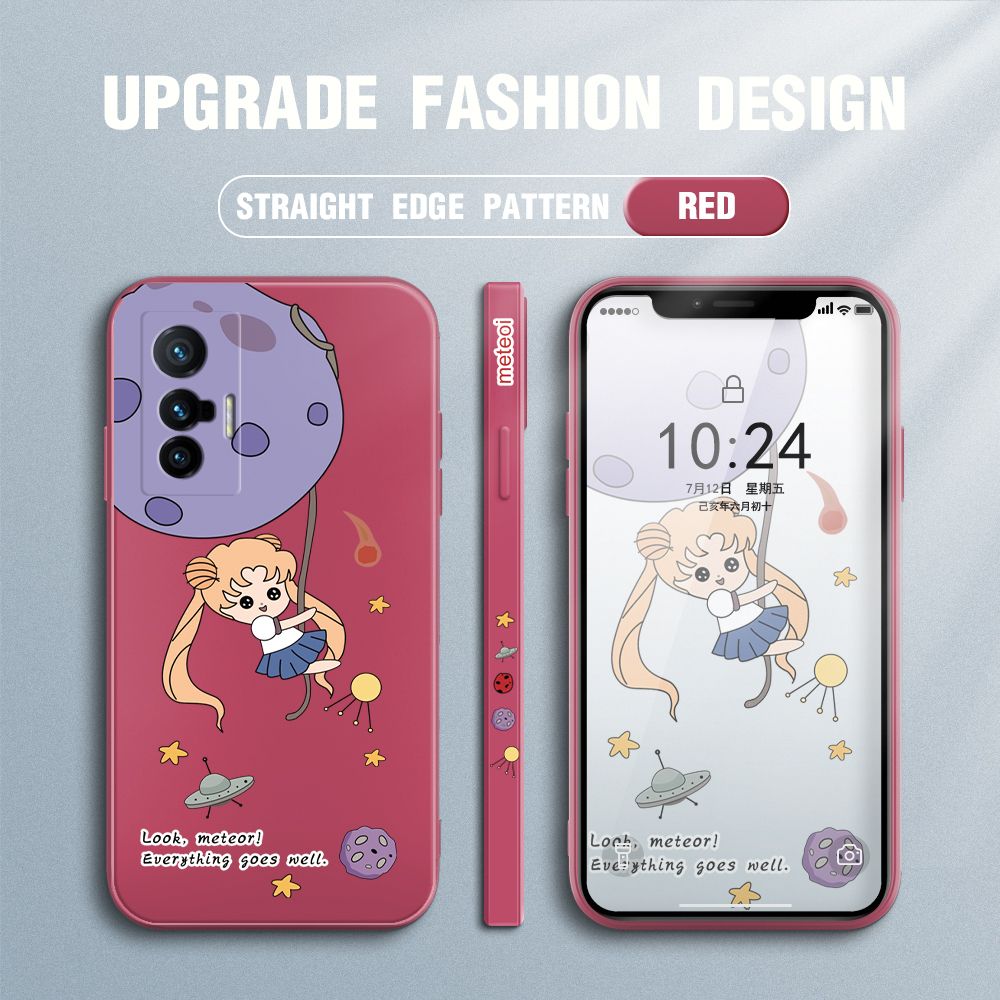 UCUC for Vivo X70 5G Back Cover Beauty Warrior Ultra Thin Soft Luxury Square Multicolor Liquid Silicone Phone Case