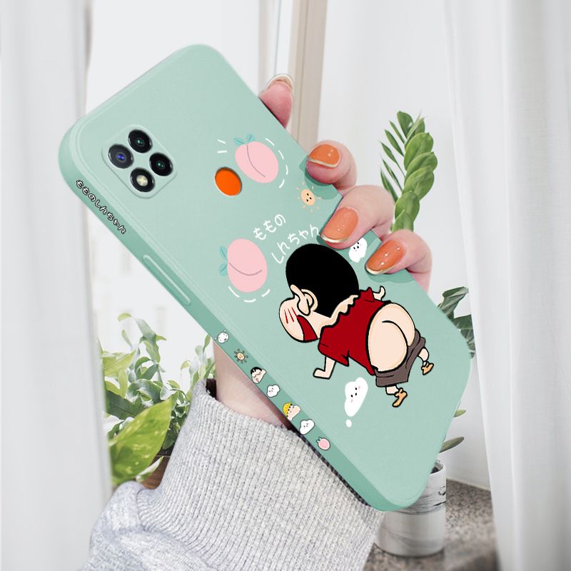 AMORVOR for Redmi 9C Back Cover Cute Cartoon Crayon Shin-Chan Side design Soft Case Liquid Silicone Phone Cases