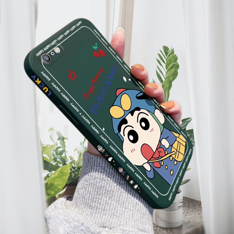 AMORVOR for iPhone 6 6S Plus Back Cover Cartoon Shin-chan Action Kamen Side design Soft Case Liquid Silicone Phone Cases