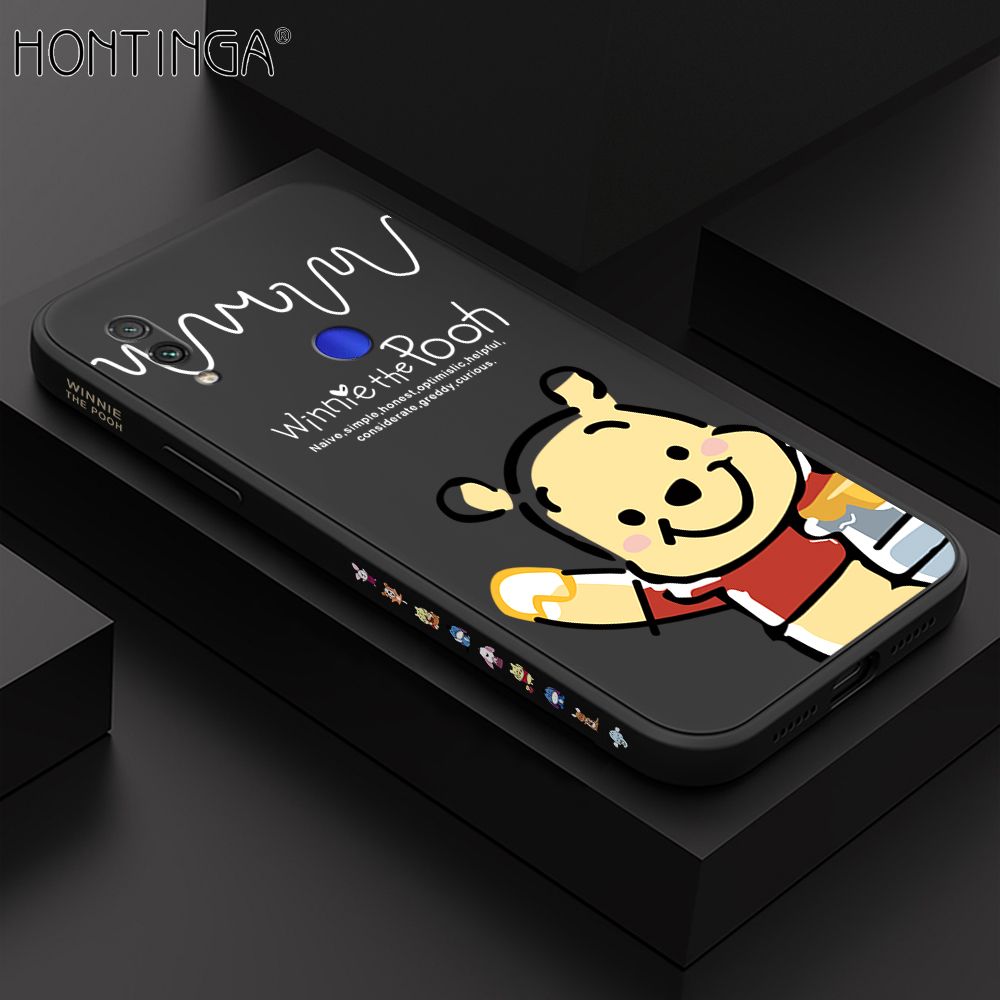 Hontinga for Redmi Note7 Pro Case Side Design Hello Little Bear Back Cover Soft Square Edge Pattern Liquid Silicone Trend Phone Cases