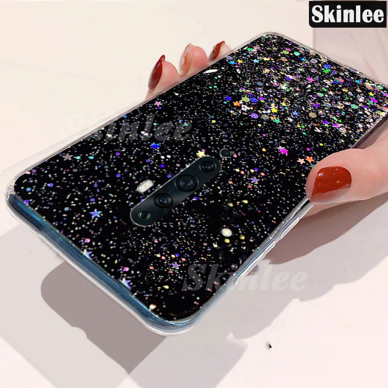 Phone Back Cover For OPPO Reno 2F Glitter Silicone Soft Phone Cases Starry Sky String Glitter Transparent Space Stars Moon OPPO Reno 2F Case