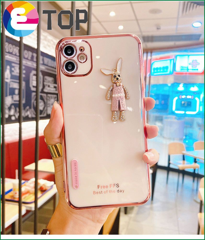 OppoReno7 mobile phone shell new rabbit A55A16 electroplating silicone realmeC21 protective cover K9S suitable for