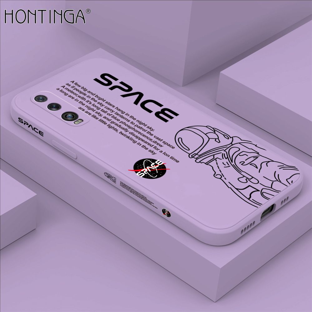 Hontinga for OPPO Find X2 Back Cover Cool Astronaut Pattern Case Soft Square Edge Liquid Silicone Phone Cases