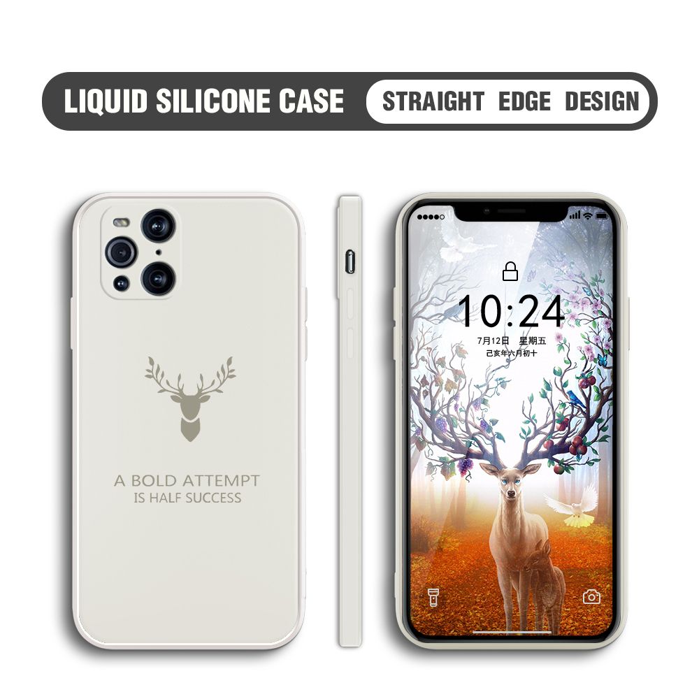 BILI for OPPO Find X3 / Find X3 Pro Back Cover Simple Antlers Ultra Thin Soft Luxury Square Multicolor Liquid Silicone Phone Case