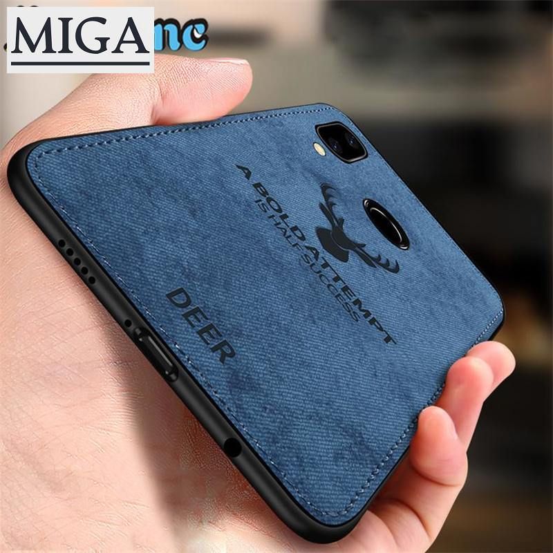 For Huawei Y9 2019/Y6s/Y9s Phone Case Ultra Thin Hybrid TPU Linen Cloth Fabric Canvas Stripe Moose Pattern Design Shockproof Soft Back Cover Casing