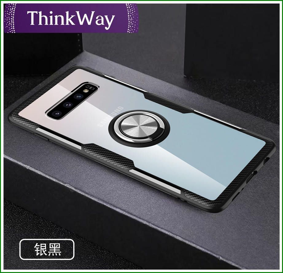 Transparent Case with crystal templado, 360° swivel ring, atril function, TPU PC absorption of golpes, double protection with magnetic support For Samsung S10 5G version & Samsung M30/M40S