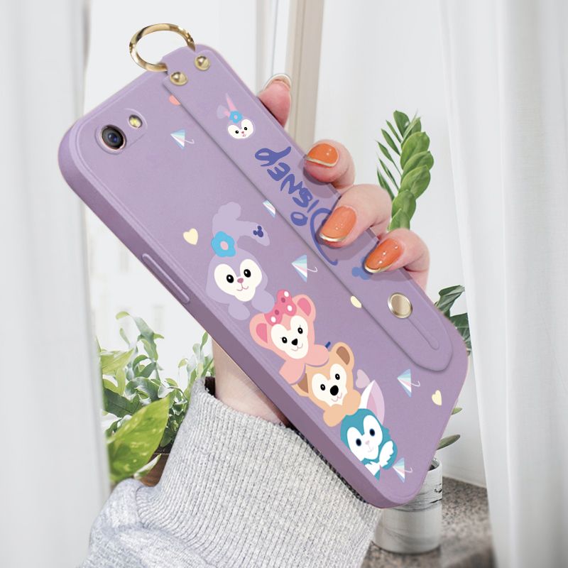 Jizetin for OPPO R9S Plus Wrist Strap Case Creative Cartoon Cute Bunny Cover Ultra Thin Anti Fall Liquid Silicone Phone Case