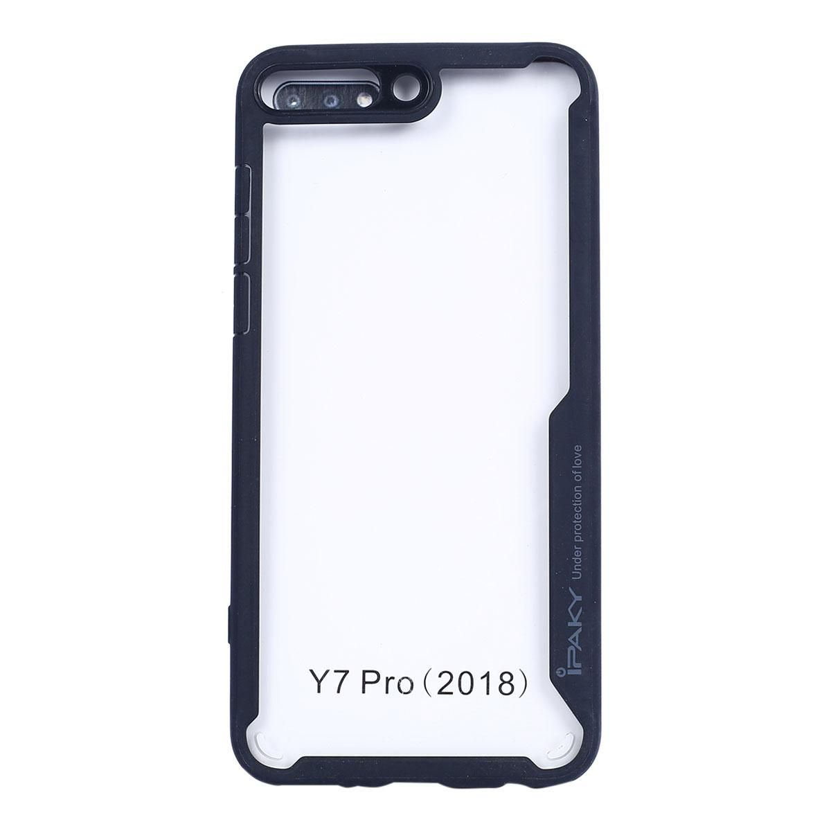Huawei Y7 Pro Ipaky Bumper Protective Transparent Case - Black