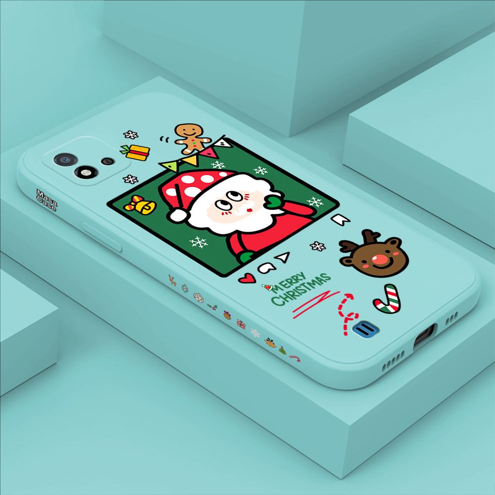 ZeroQiQi for Realme C20A Case Santa Claus Christmas Gifts Side Printing Cases Soft Liquid Silicone Phone Cover