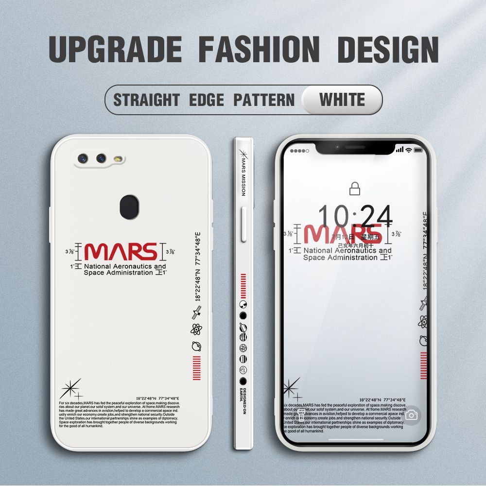 Jizetin for OPPO F9 Case New NASA Design Side Design Phone Case Square Edge Pattern Liquid Silicone Cases Full Cover Camera Soft Protection Case