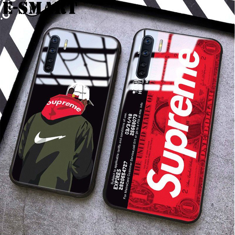 Supreme Phone Case OPPO F15 Back Cover Tempered Glass Protector Mirror Cases SUP Superme Supreme Design OPPO F15 Case