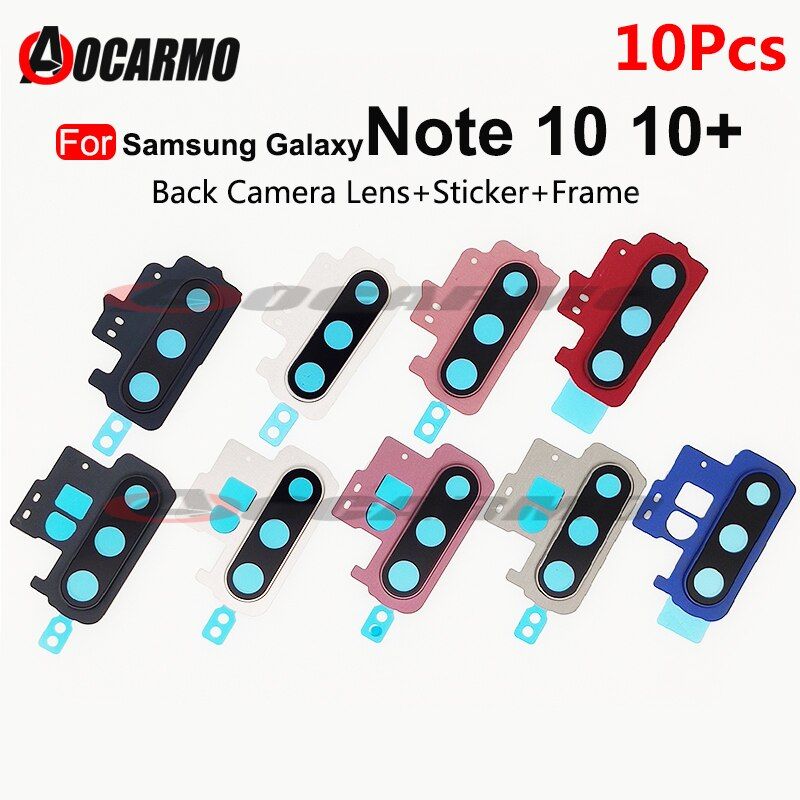 10Pcs For Samsung Galaxy Note 10 Plus 10+ Back Camera Lens Ring With Frame and Sticker Replacement Parts