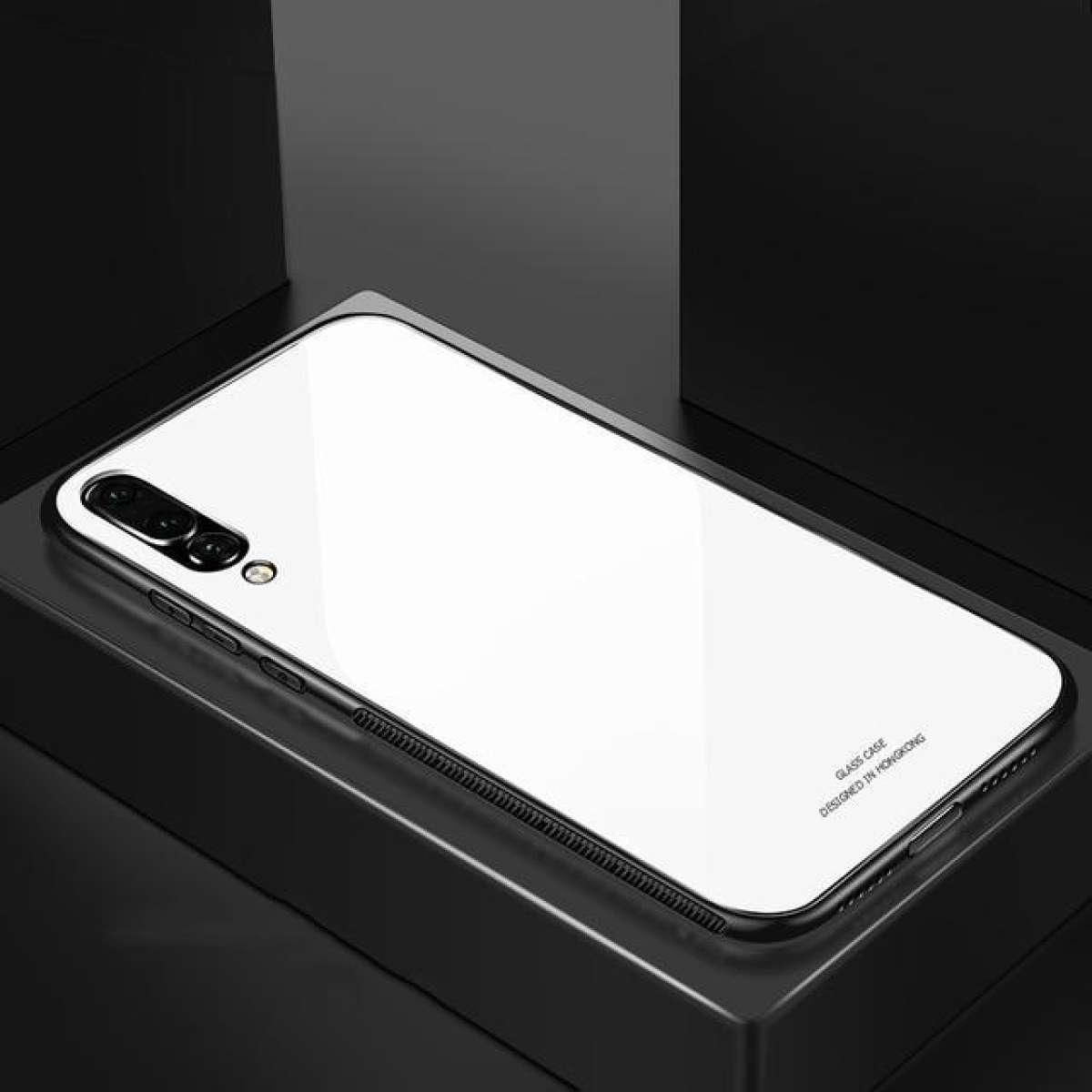 Samsung A7 (2018)   Glass Case Phone Back Cover white