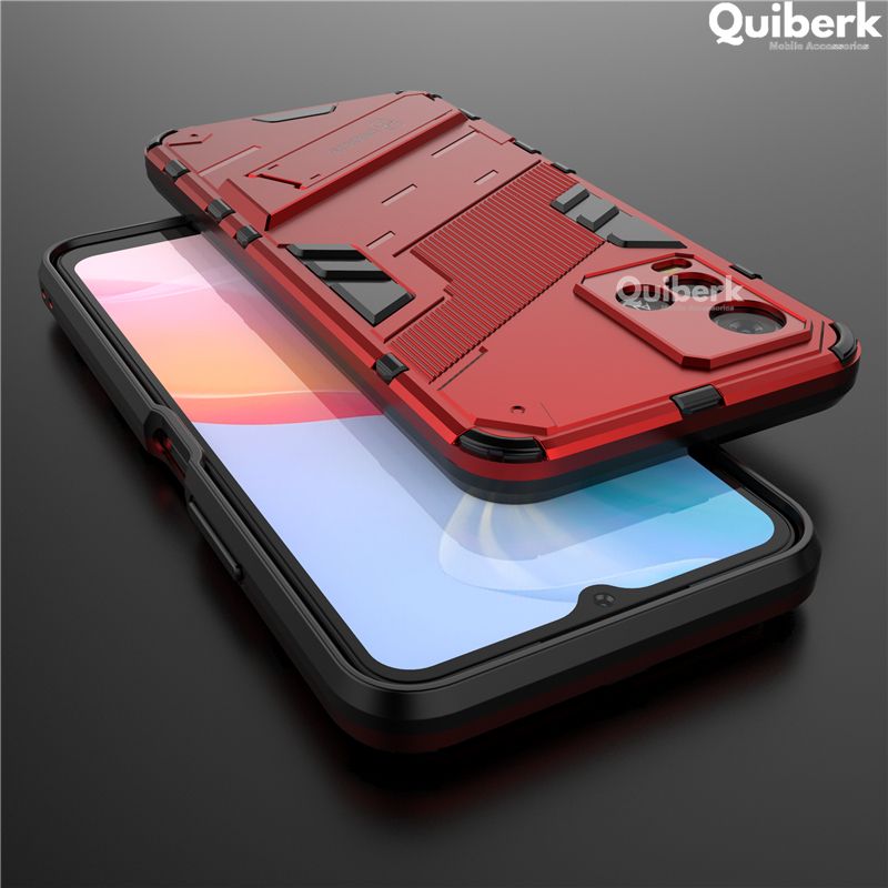 Quiberk for Vivo Y21 / Y21T / Y33s Phone Case Kickstand Holder Hard Back Lens Protector Shockproof Cover