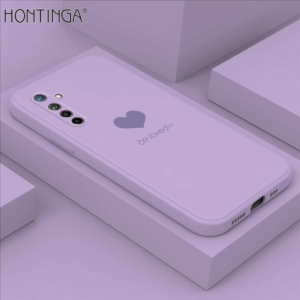Hontinga for Realme XT Case Simple Lover Heart Pattern Back Cover Soft Square Edge Liquid Silicone Phone Cases