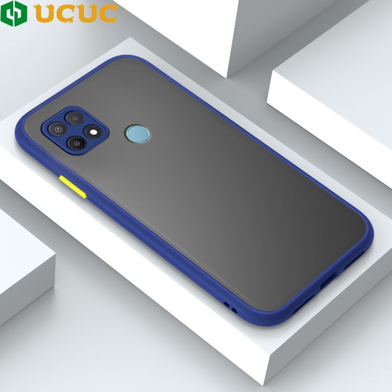 UCUC for OPPO A15 A15s Back Cover Colour Frosted Transparent Hard Phone Case Thin Shockproof Full Cover Camera Protect Case