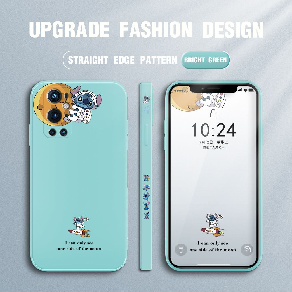 Jizetin for OnePlus 9 Pro Case Side Design Phone Cover  Astronaut Stitch Cover Square Edge Pattern Liquid Silicone Trend Case