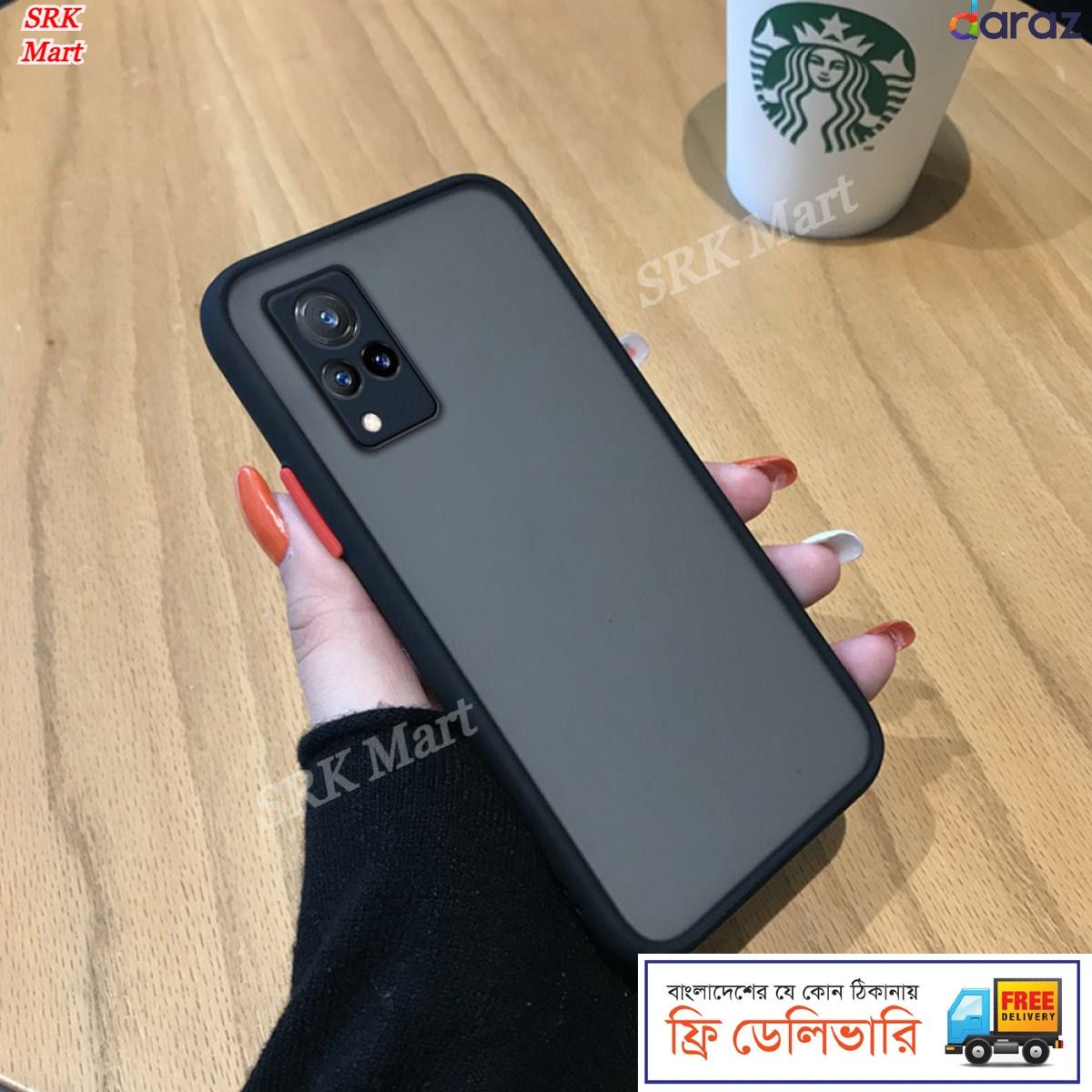 Vivo V21 / Vivo V21 5G  - e SRK Mart Bumper cover Frosted Shockproof Protection Casing Hard Phone Case Matte Back Cover