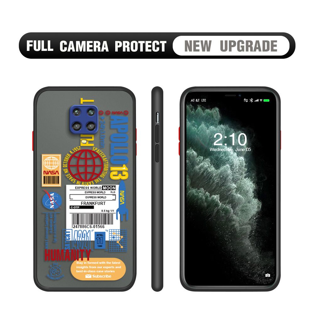 Hontinga for Redmi Note 9 Pro / Note 9S / Note 9 Pro Max Case Travel Poster Camera Shockproof Protection Cases Edge Frosted Transparent Phone Cover