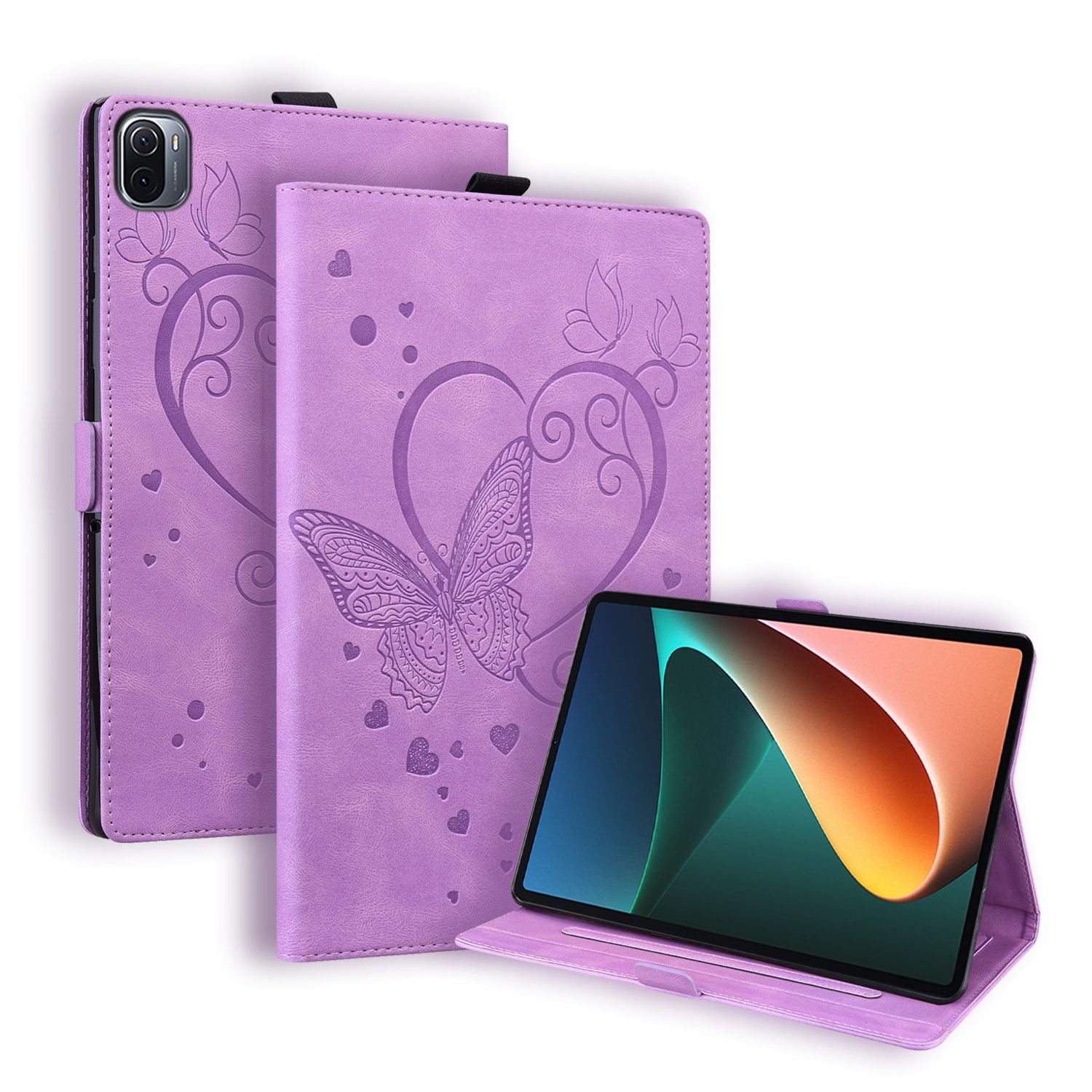 For Xiaomi Pad 5 / Pad 5 Pro Love Butterfly Pattern Horizontal Flip Leather Case with Holder & Sleep / Wake-up Function