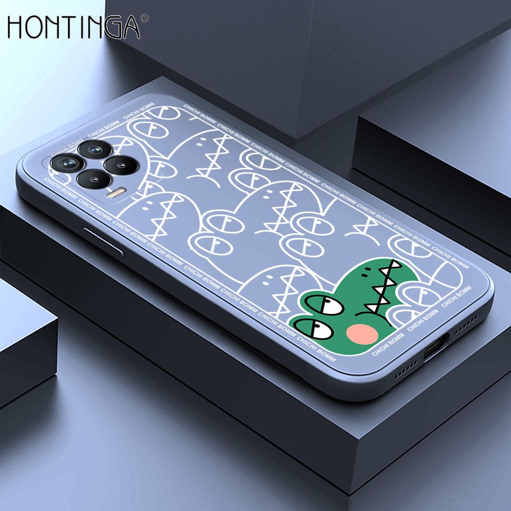 Hontinga for Realme 8 4G / 8 Pro Case Cartoon Crocodile Alligator Phone Case Phone Case Soft Square Edge Silicone Cases Full Lens Cover Shockproof Protection Cover