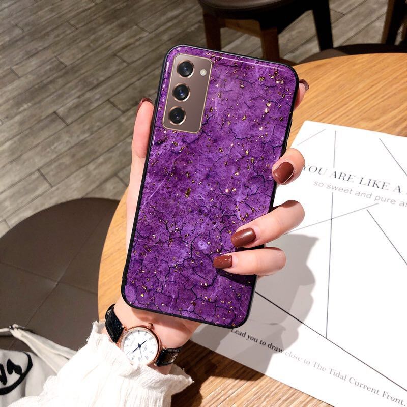 Phone Case Samsung Galaxy S20 FE Back Cover Marble Agate Jade Purple Green Design Soft Silicone Protector Samsung S20 Case
