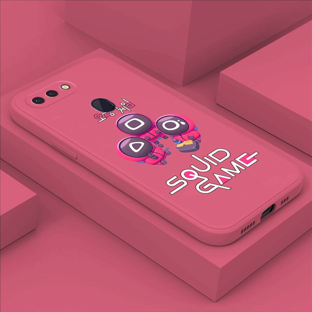 ZeroQiQi for OPPO R15 Case Cute Cartoon Cute Squid Character Phone Cover Square Liquid Silicone Shockproof Phone Protective Case