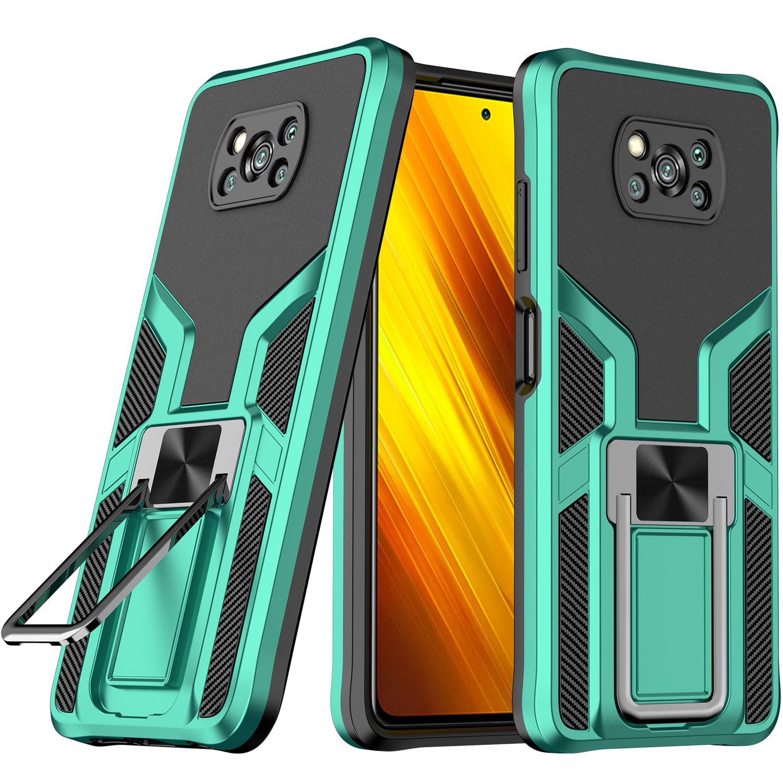 For Xiaomi Poco X3 NFC Phone Case Bumper Case Magnet Ring Holder Military Back Cover