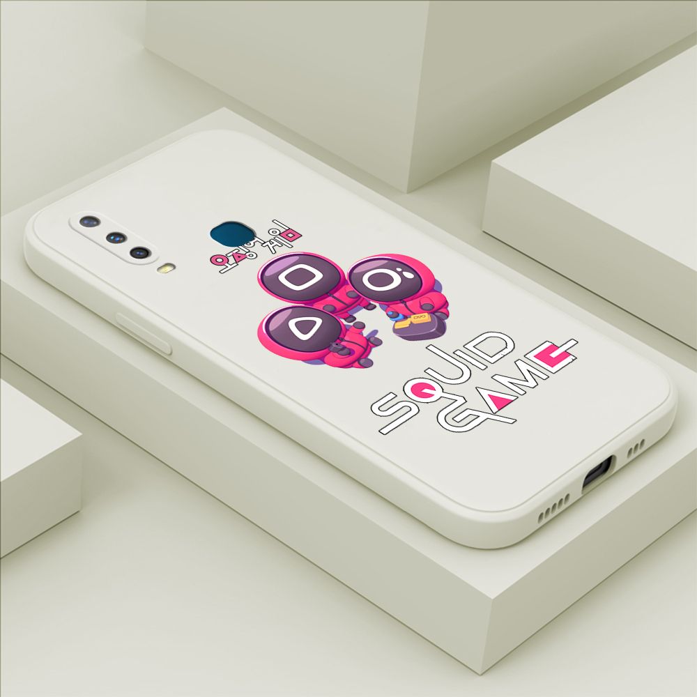ZeroQiQi for Vivo Y15 Case Cute Cartoon Cute Squid Character Phone Cover Square Liquid Silicone Shockproof Phone Protective Case