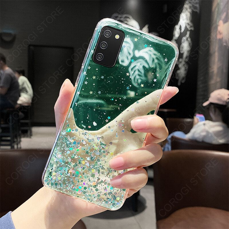 For Samsung Galaxy A03S Cover Fashion Shiny Glitter Starry Space Girls Slim Phone Case Clear Soft TPU Silicone Bumper Shockproof Protective Back Cover