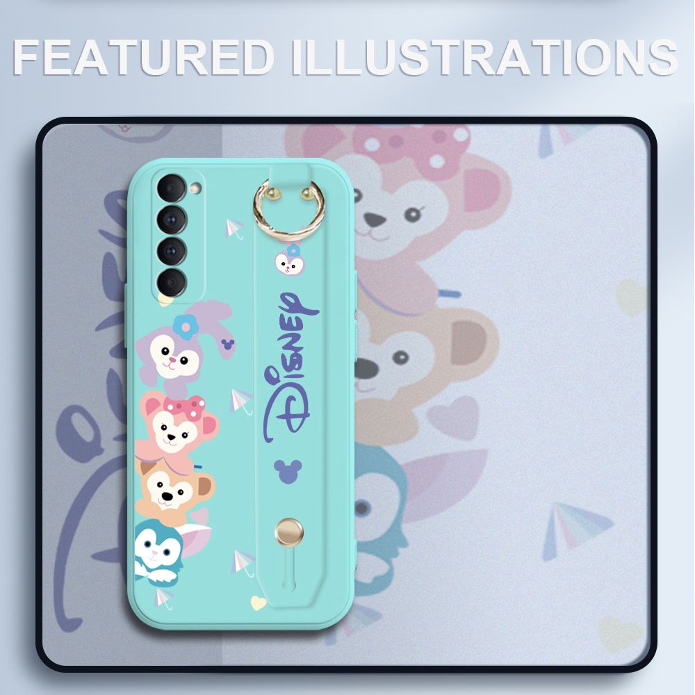 UCUC for OPPO Reno4 Pro Wrist Strap Case Creative Cartoon Cute Bunny Cover Ultra Thin Anti Fall Liquid Silicone Phone Case
