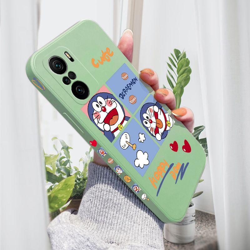 AMORVOR for Xiaomi Poco F3 Back Cover Cute Happy Cartoon Side design Soft Case Multicolor Liquid Silicone Phone Cases