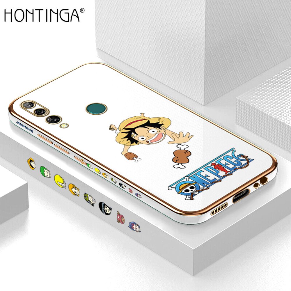 Hontinga for Huawei Y9 Prime 2019 Back Cover + Free Lanyard Luxury 6D Plating Big Stick Meat Boy Side Pattern Case Soft Silicone Square Mobile Cover