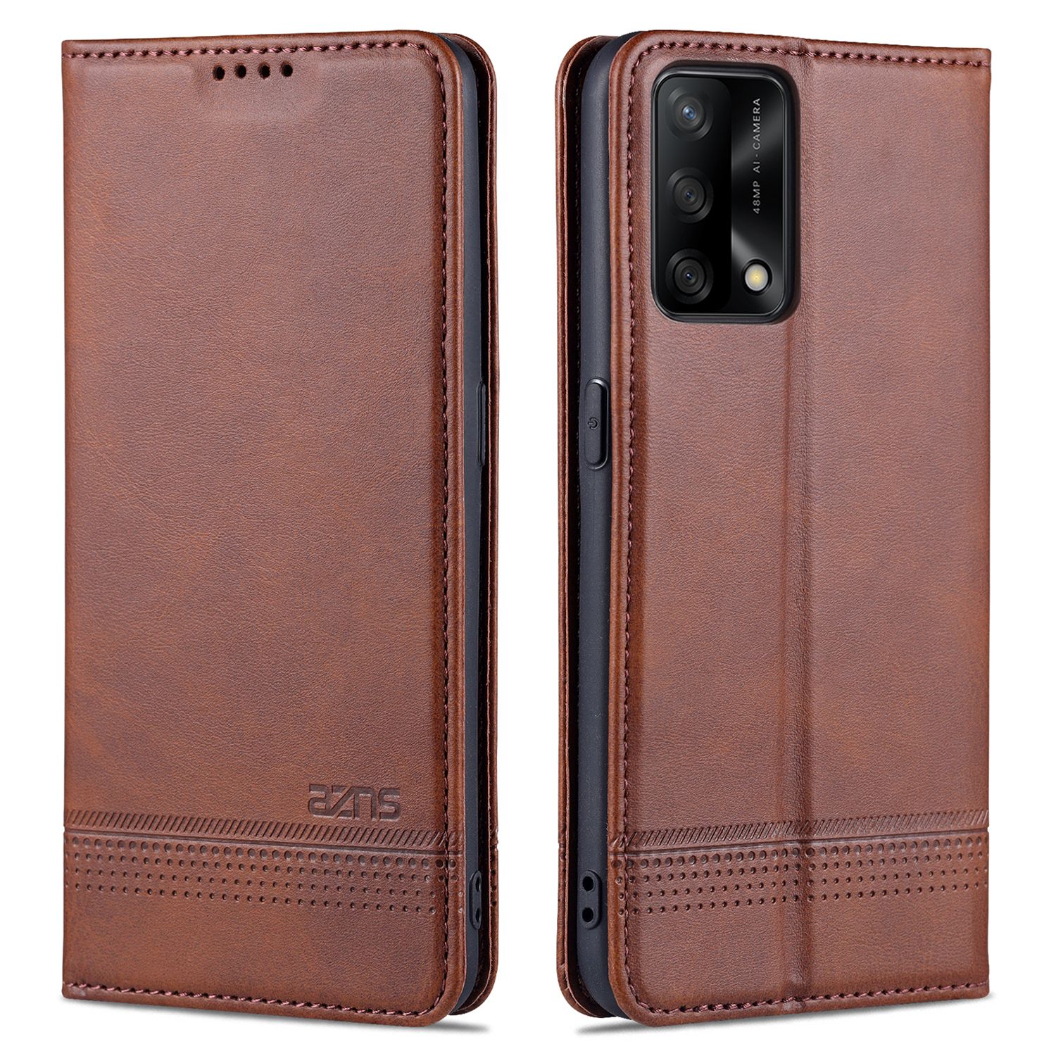 Leather Case for OPPO A74 4G/F19 Vintage Flip Wallet Card Slots Magnetic Closure TPU Inner Stand Cover