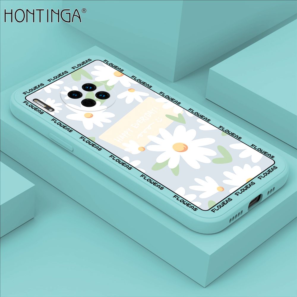 Hontinga for Huawei Mate30 Case Beautiful Daisy Flower Phone Case Phone Case Soft Square Edge Silicone Cases Full Lens Cover Shockproof Protection Cover