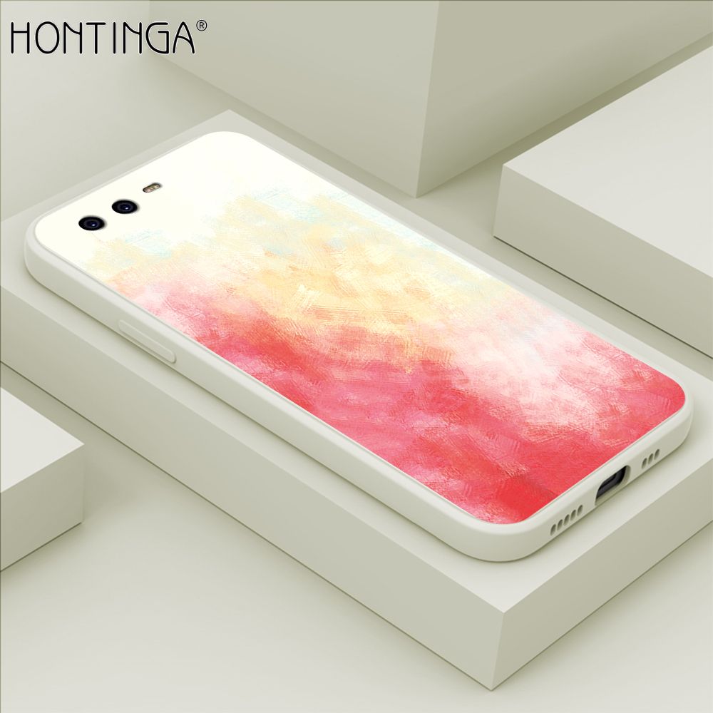 Hontinga for Huawei P10 Plus Case Watercolor Gradient Liquid Soft Square Silicone Phone Case Shockproof Protection Rubber Cover