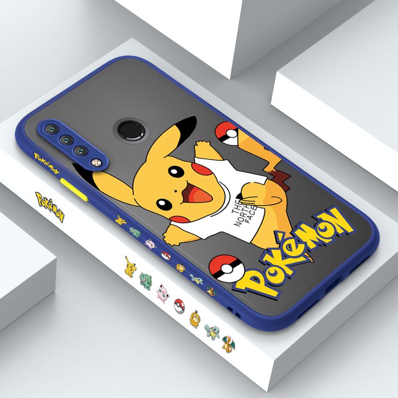 ZeroQiQi for Huawei Nova 4E Case White Clothes Pikachu Side Printing Cover Frosted Ultra Thin Protective Anti Fall Phone Case