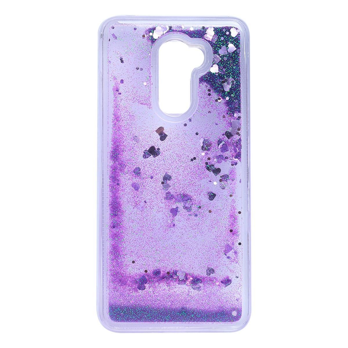 Xiaomi Poco F1 Original 3D Glitter Back Cover  -Purple&Transparent
